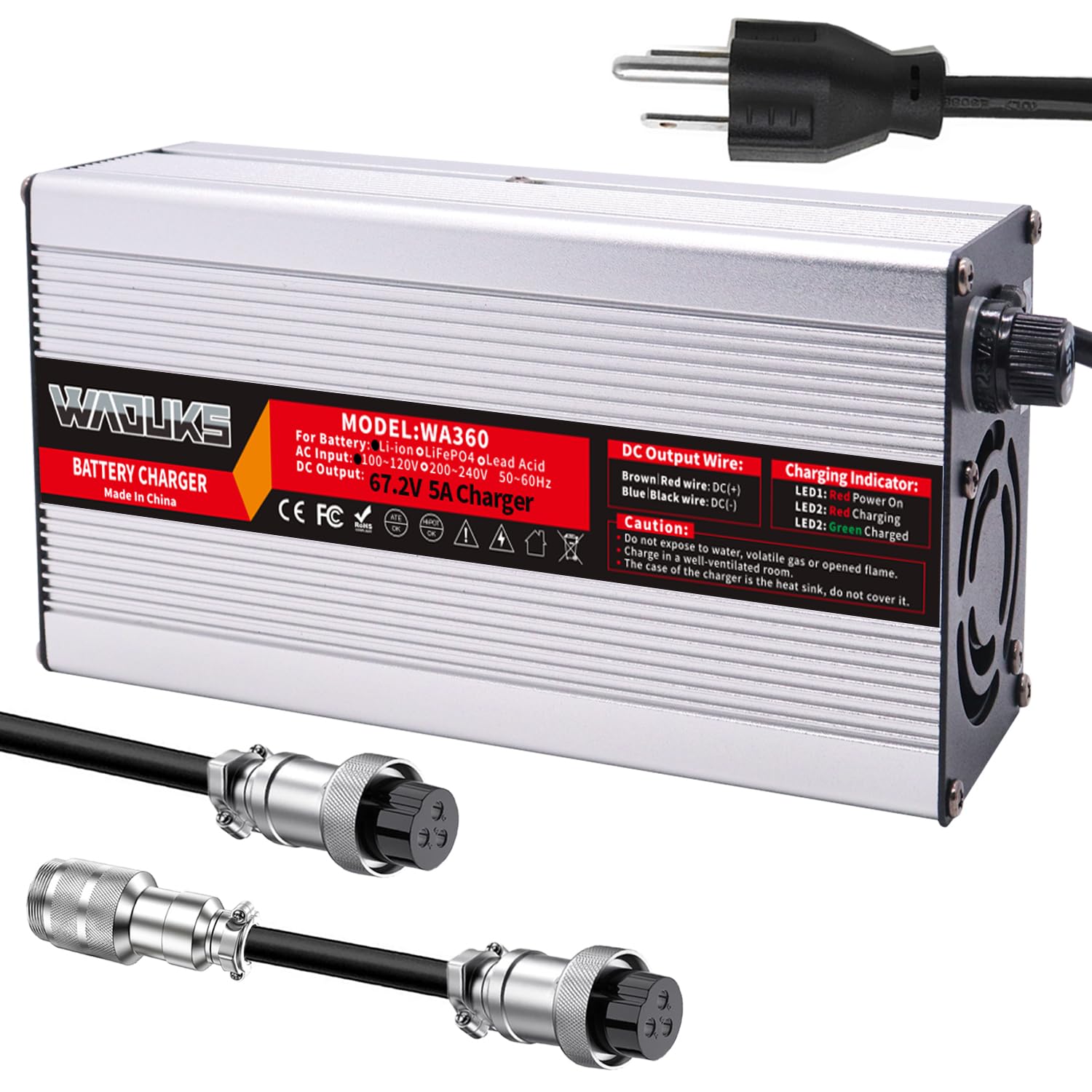 Amazon.com: WAOUKS 67.2V 5A Charger 67.2V Lithium Battery